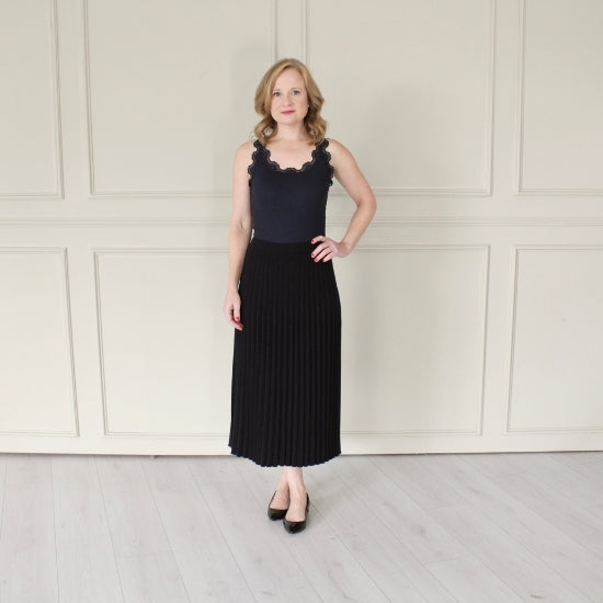 Cashmere Mix Pleated Skirt