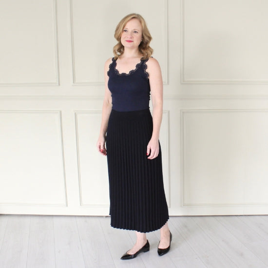 Cashmere Mix Pleated Skirt