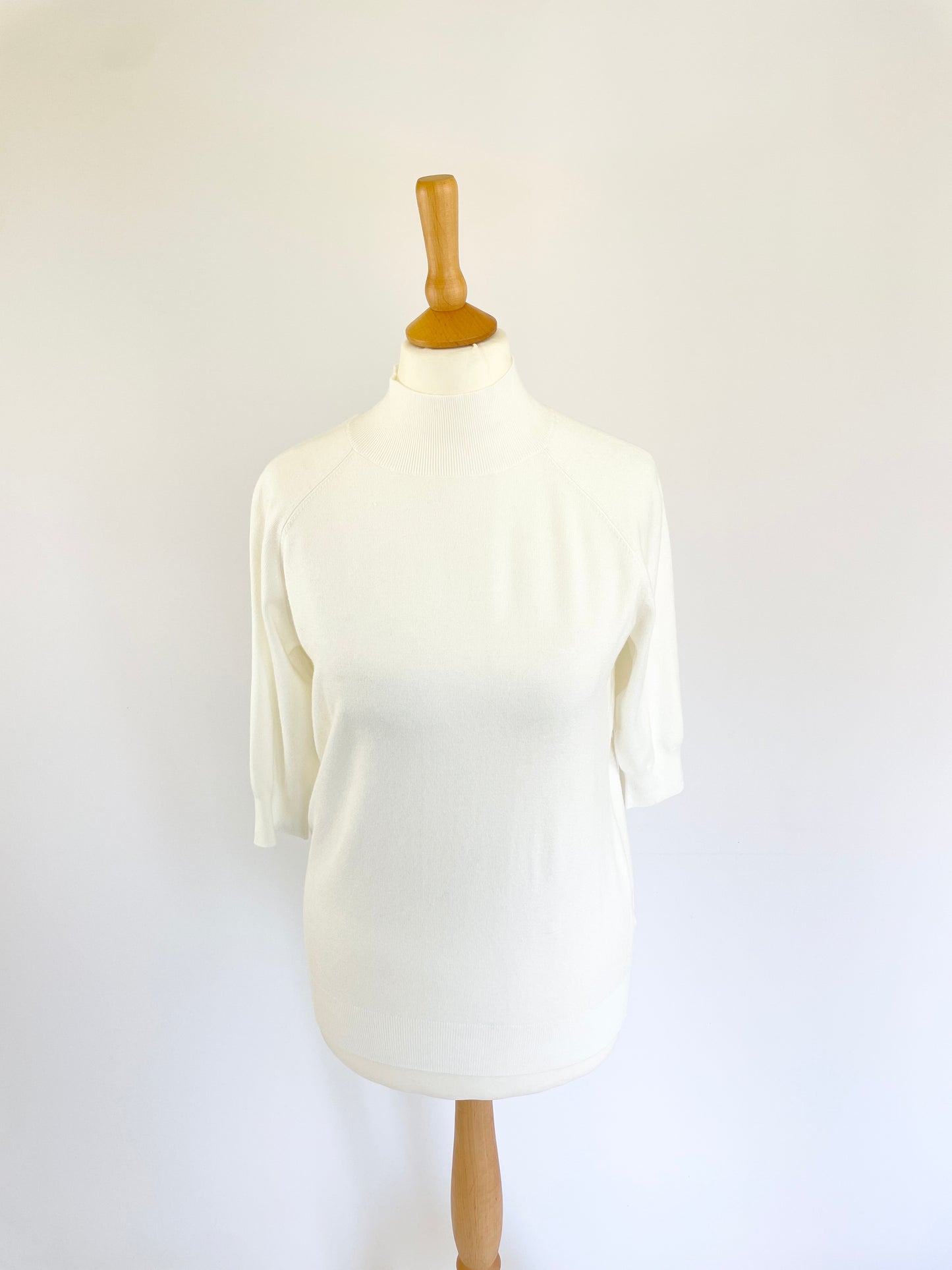 Denise Short Sleeve Turtleneck Jumper - White