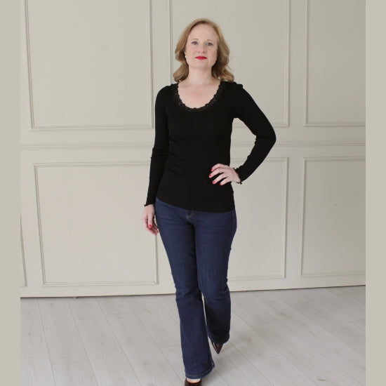 Long Sleeve Top with Lace Detail