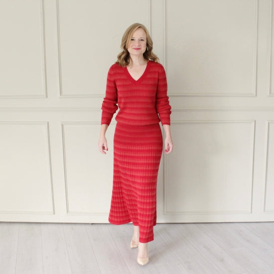 Long Flared Knit Skirt