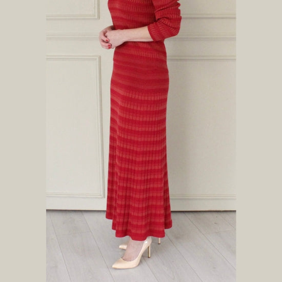 Long Flared Knit Skirt