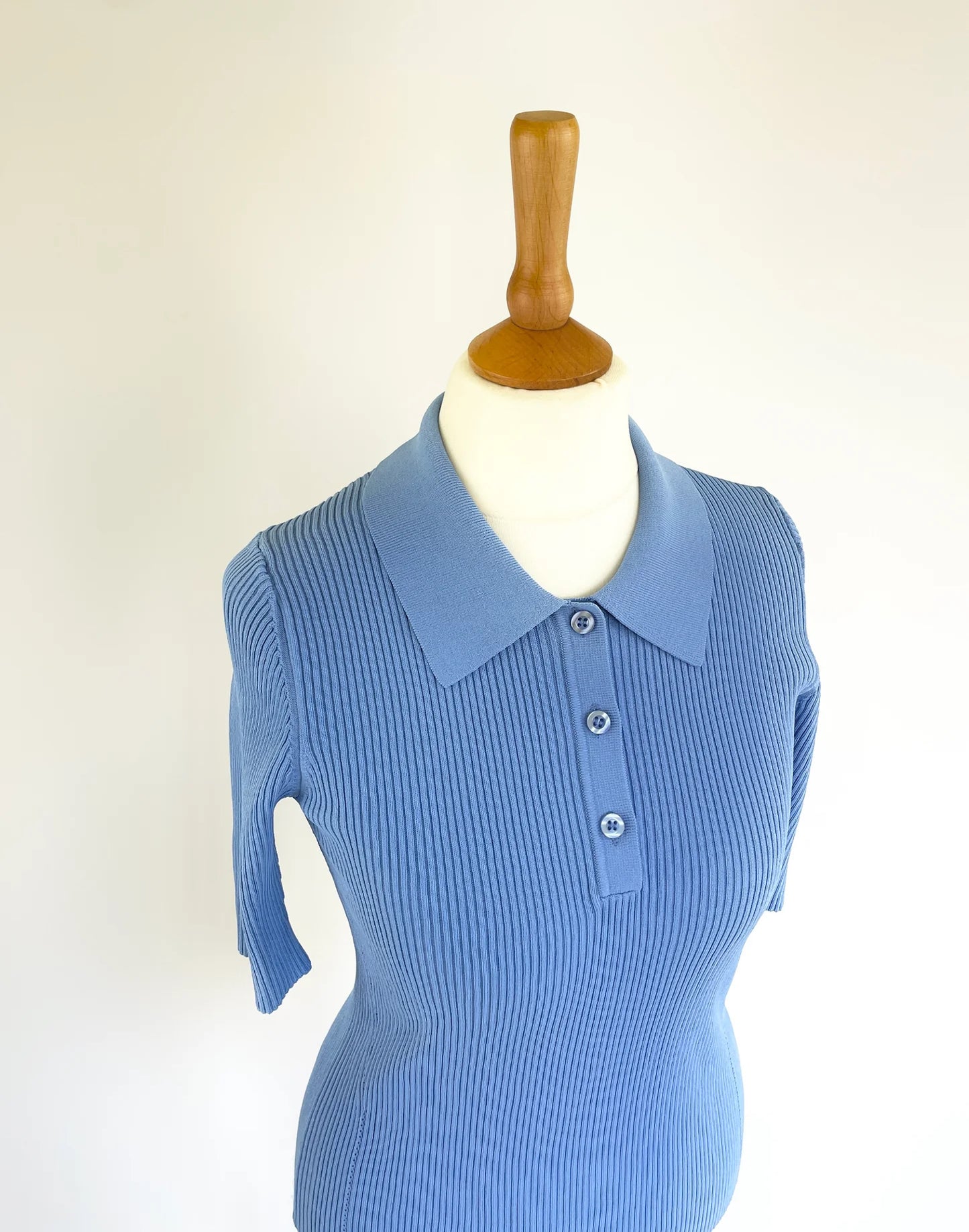 Paloma Fine Knit Polo - Blue