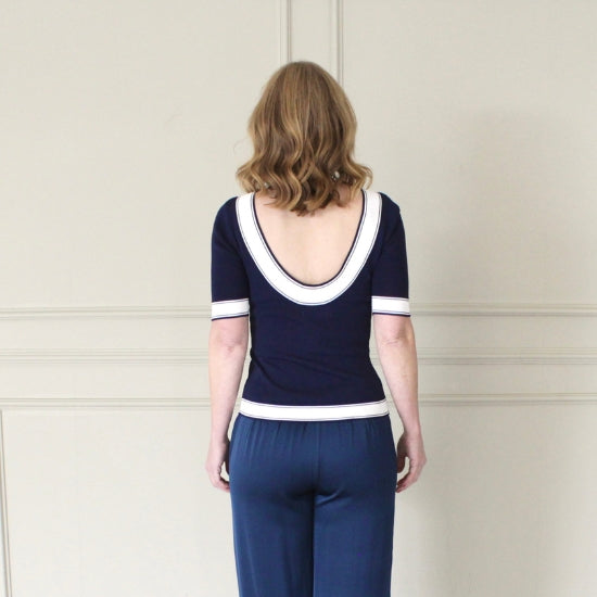 Scoop Back Top Navy