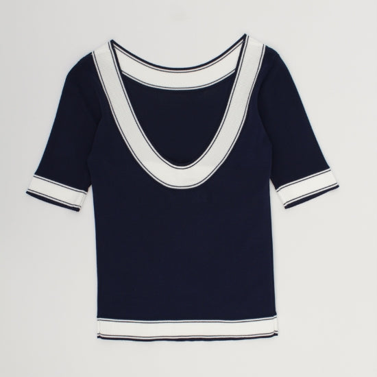 Scoop Back Top Navy