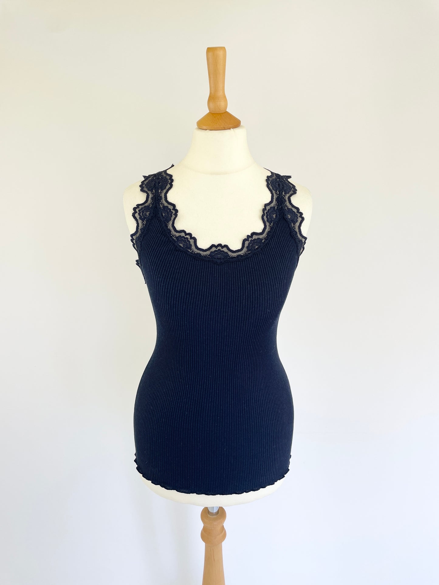 Silk Blend Tank with Lace Detail