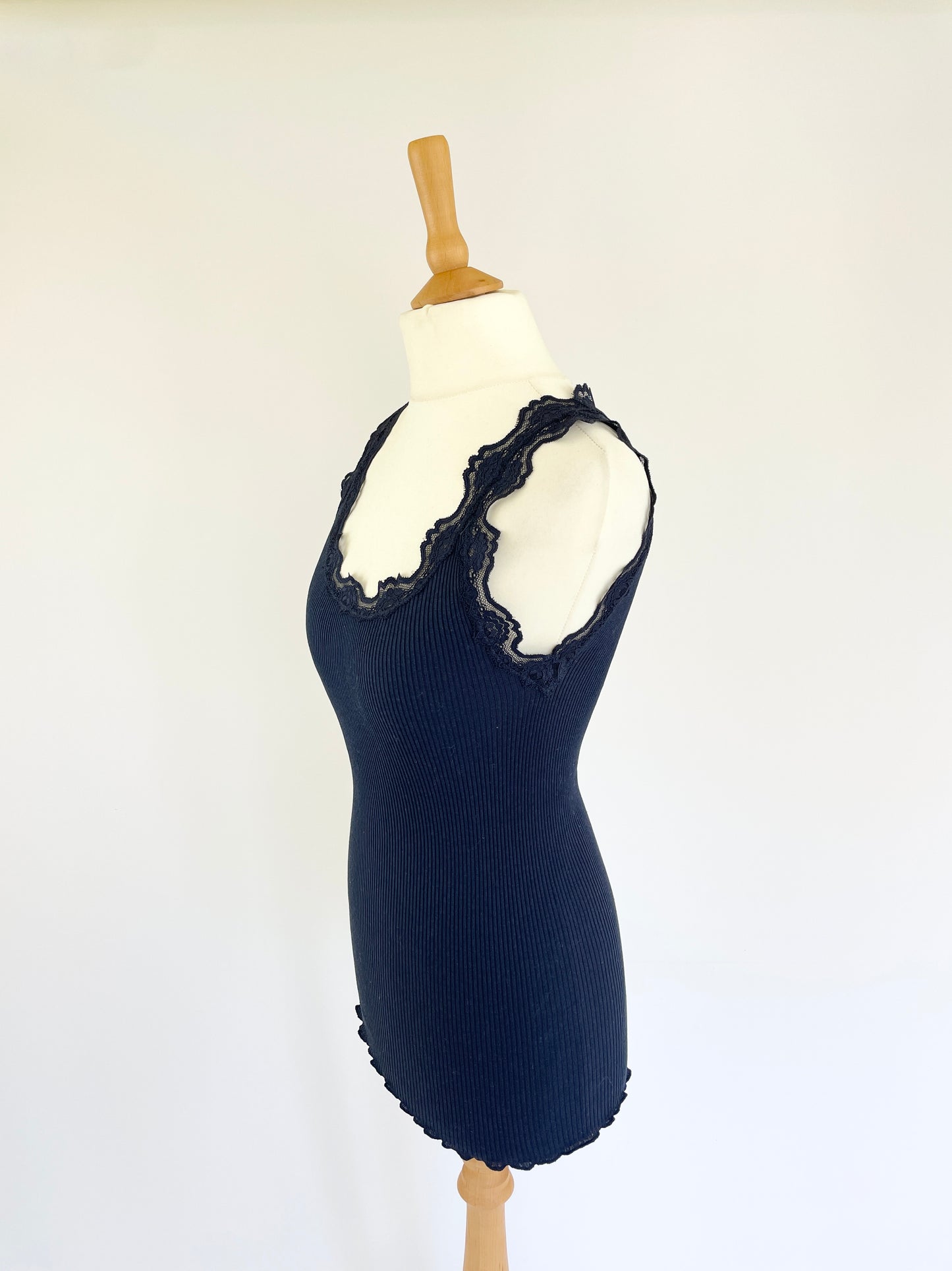 Silk Blend Tank with Lace Detail