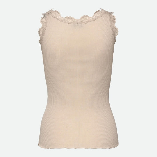 Silk Blend Tank with Lace Detail