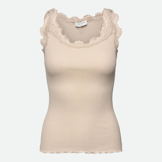 Silk Blend Tank with Lace Detail