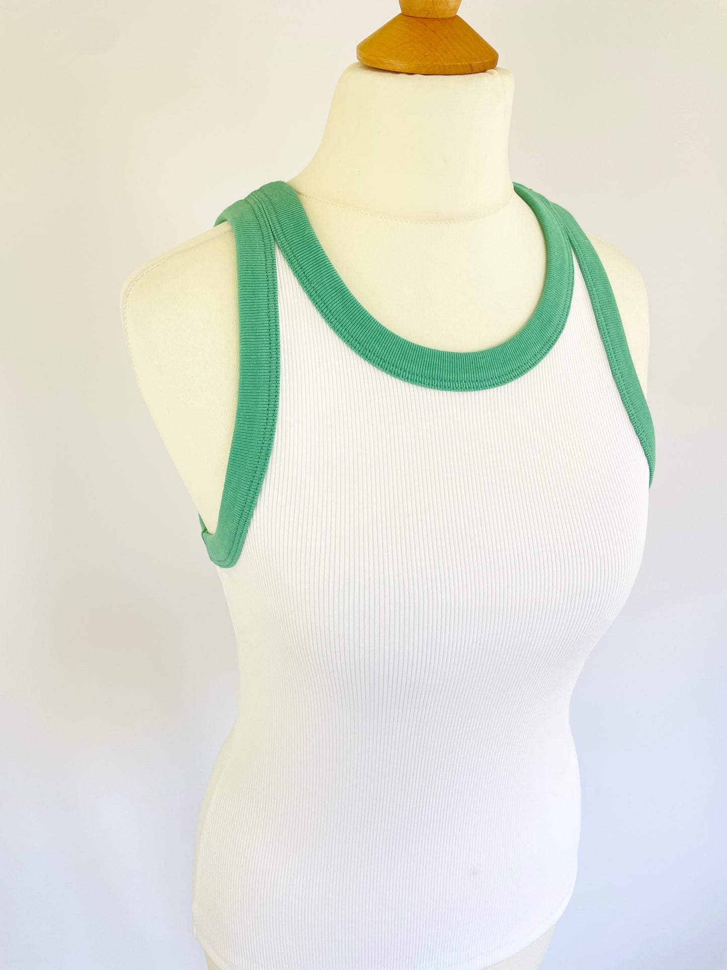 Trish Ribbed Vest Top - Green