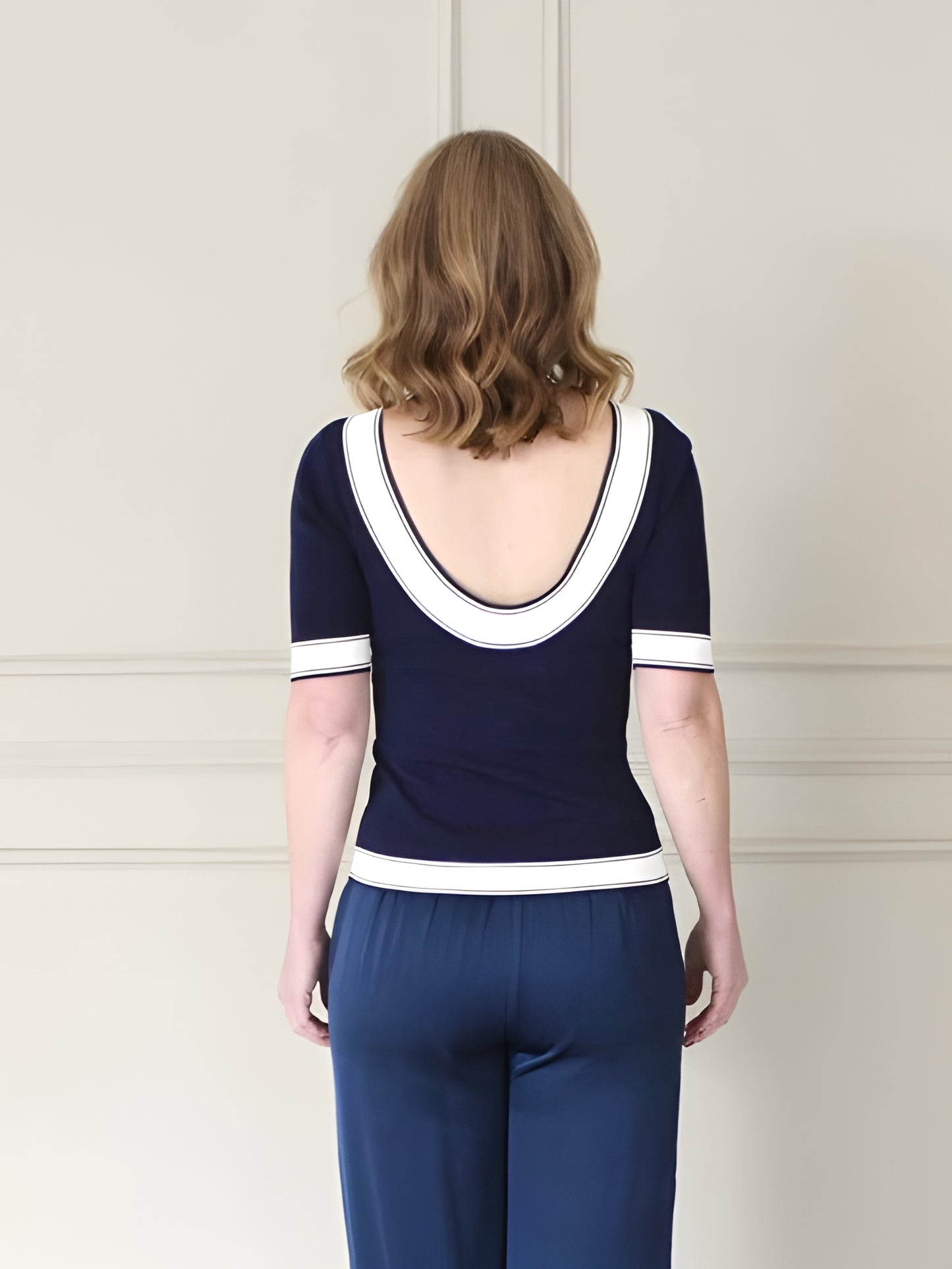 Scoop Back Top Navy