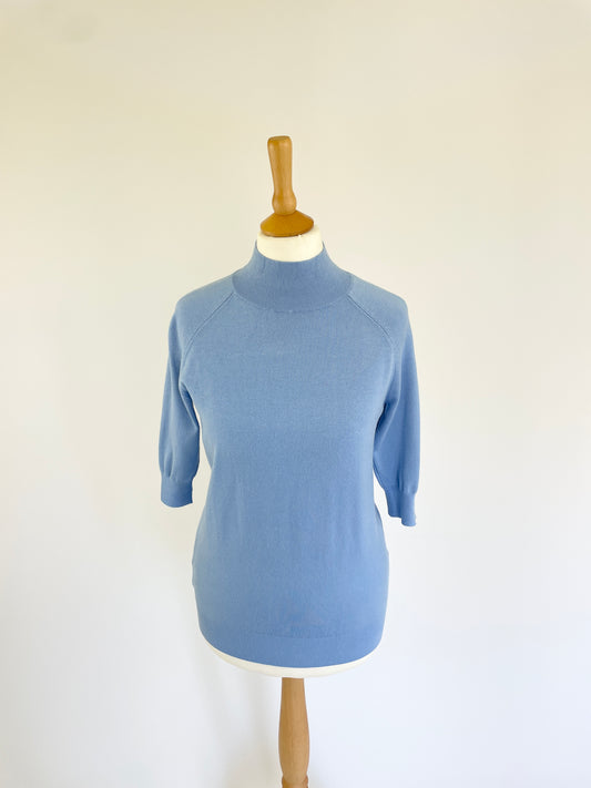 Denise Short Sleeve Turtleneck Jumper - Blue