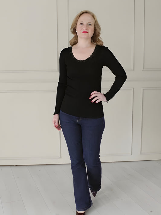 Long Sleeve Top with Lace Detail