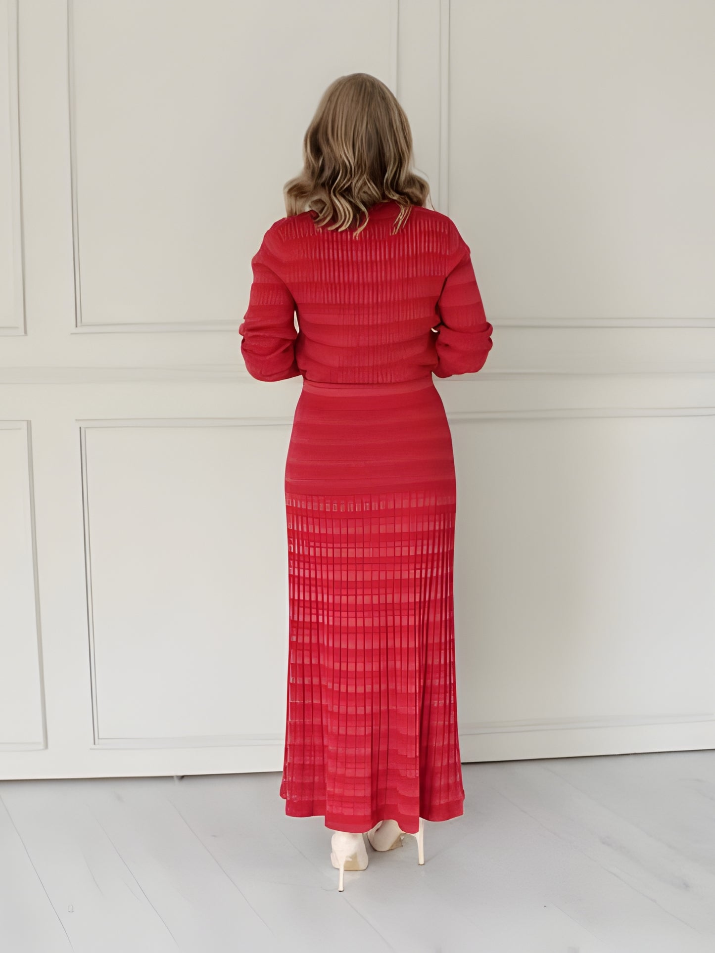 Long Flared Knit Skirt