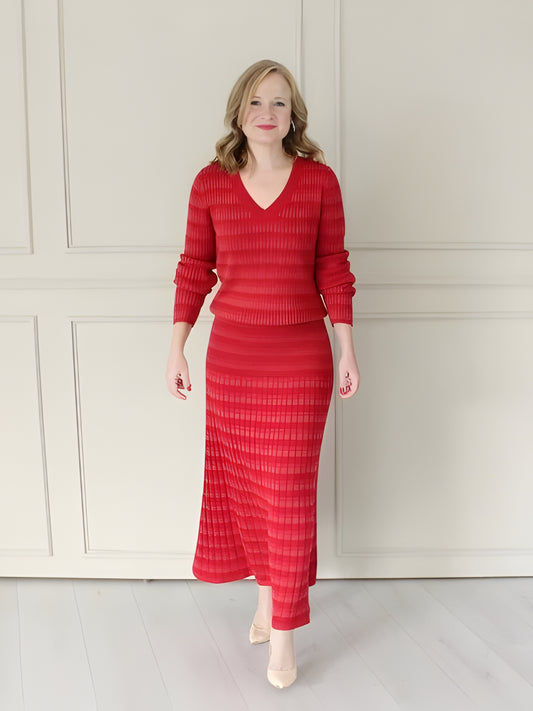 Long Flared Knit Skirt