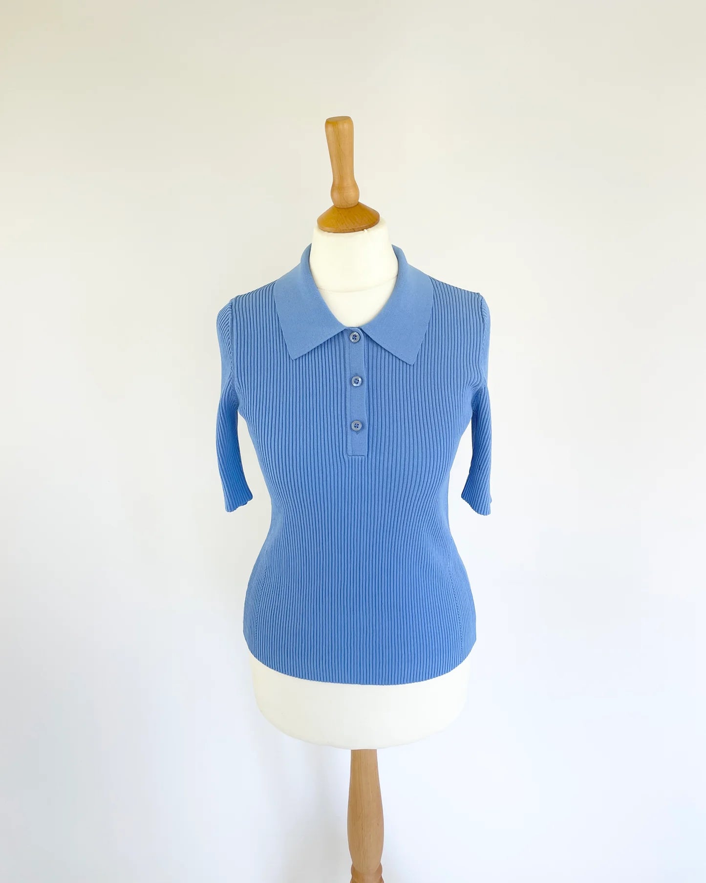 Paloma Fine Knit Polo - Blue