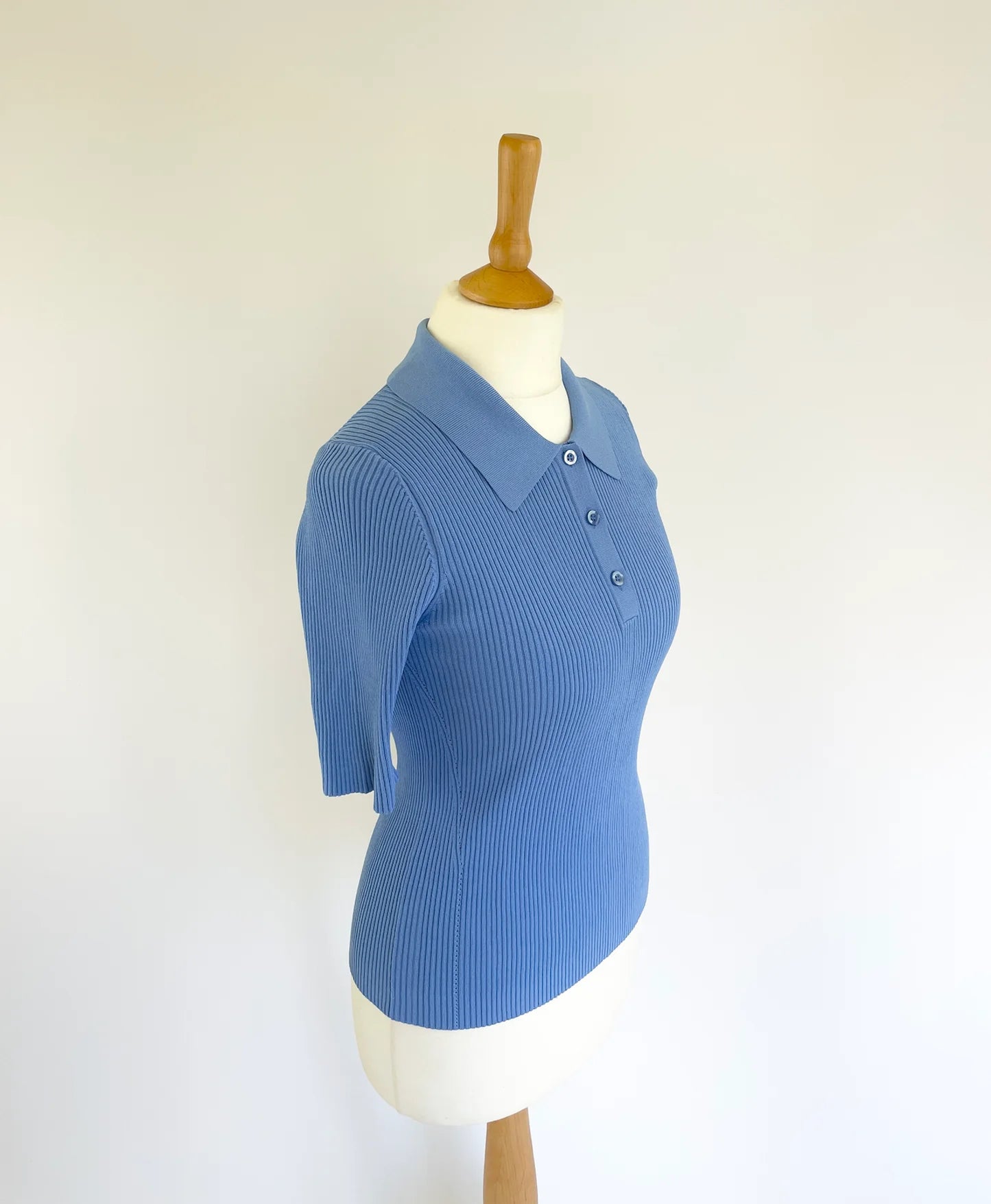 Paloma Fine Knit Polo - Blue
