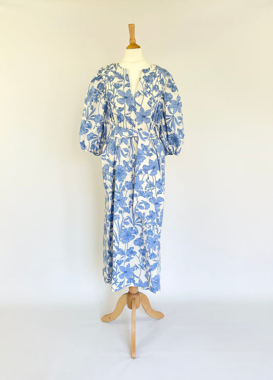Rochella Blue Floral Print Dress
