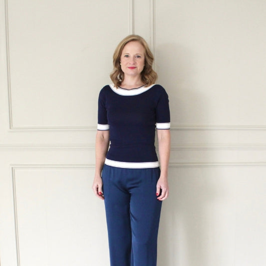 Scoop Back Top Navy