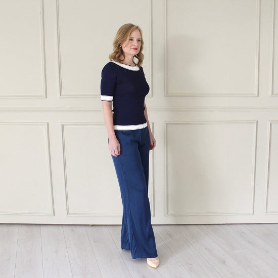 Scoop Back Top Navy