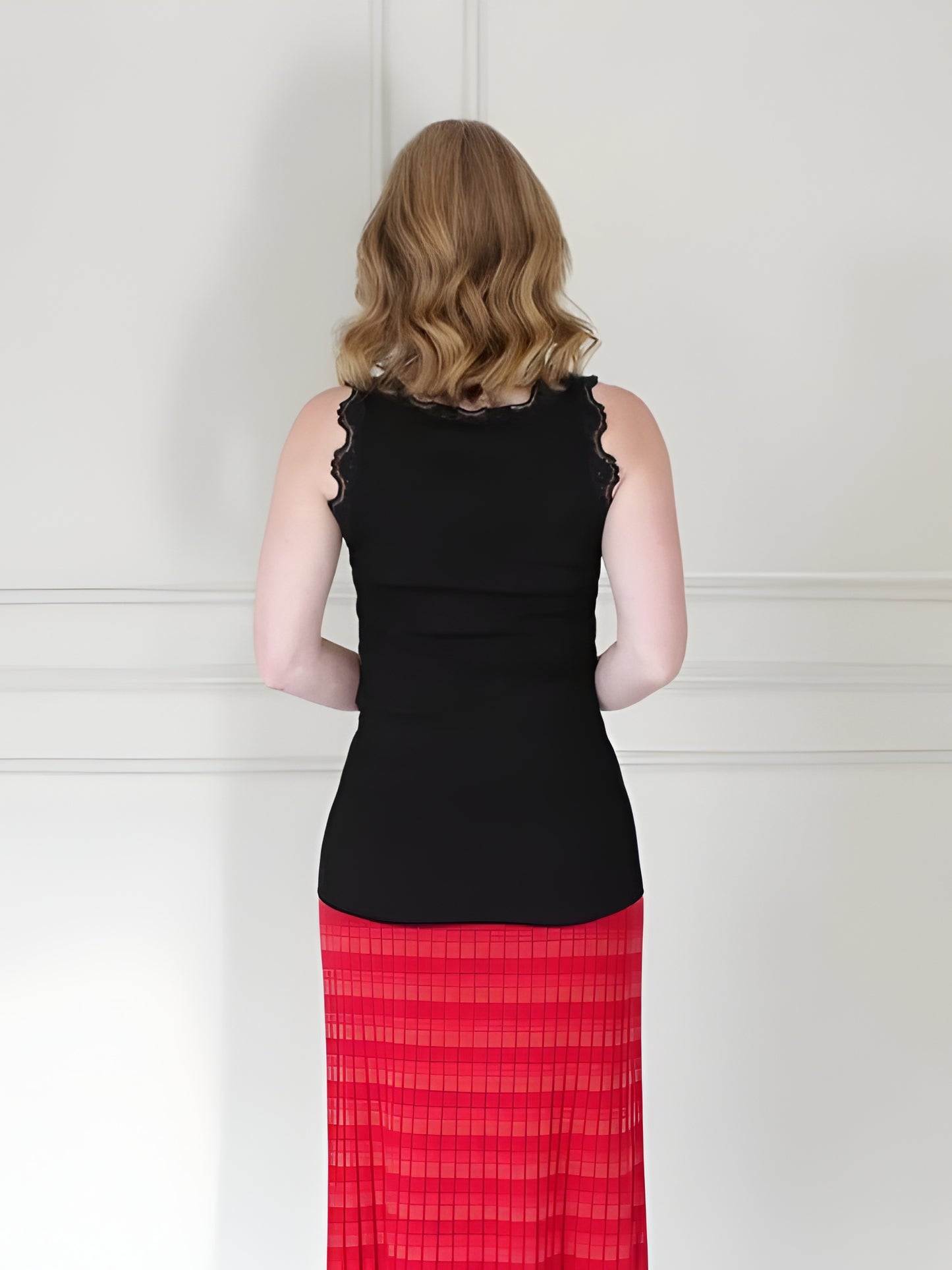 Silk Blend Tank with Lace Detail