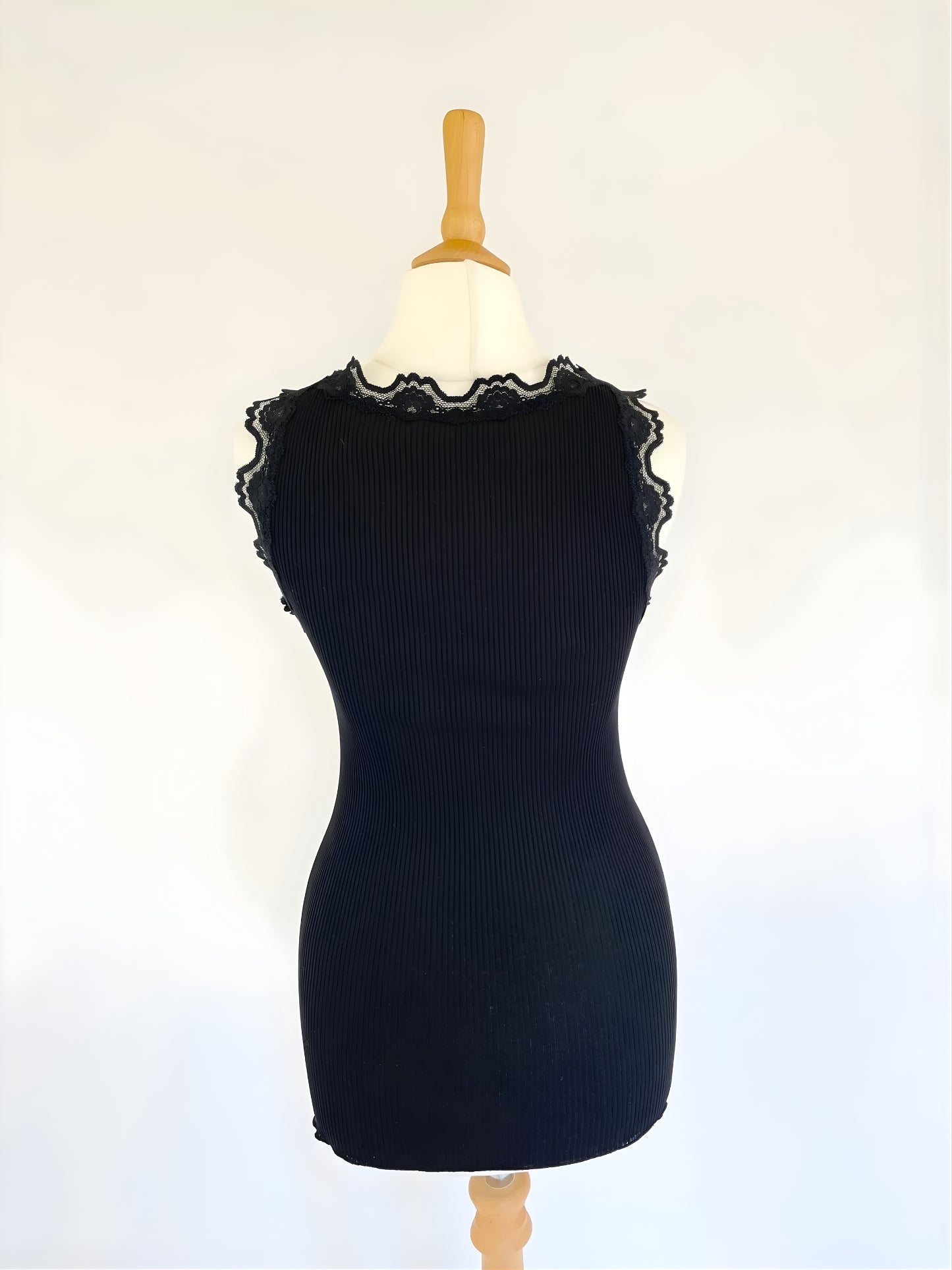 Silk Blend Tank with Lace Detail