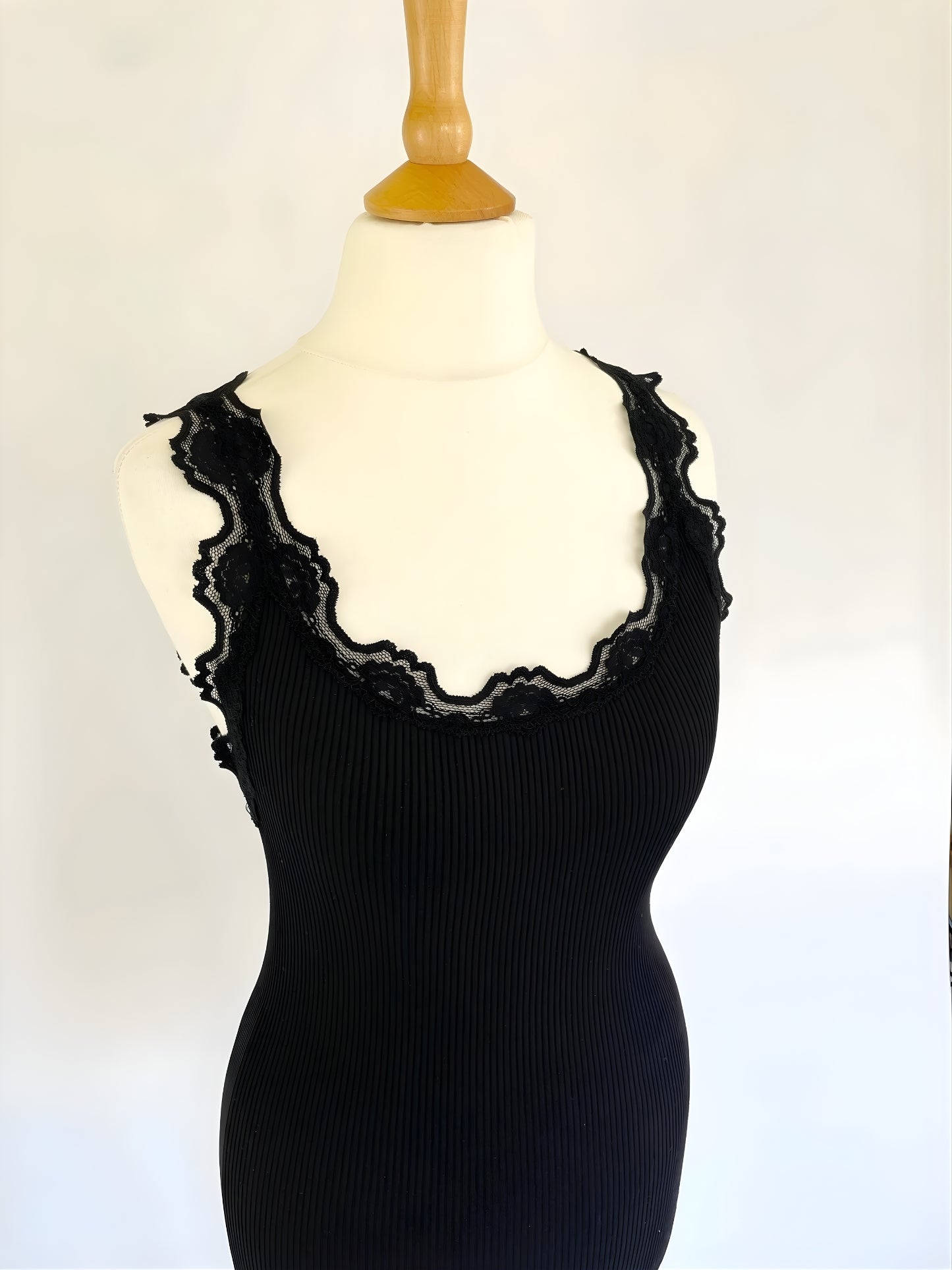 Silk Blend Tank with Lace Detail