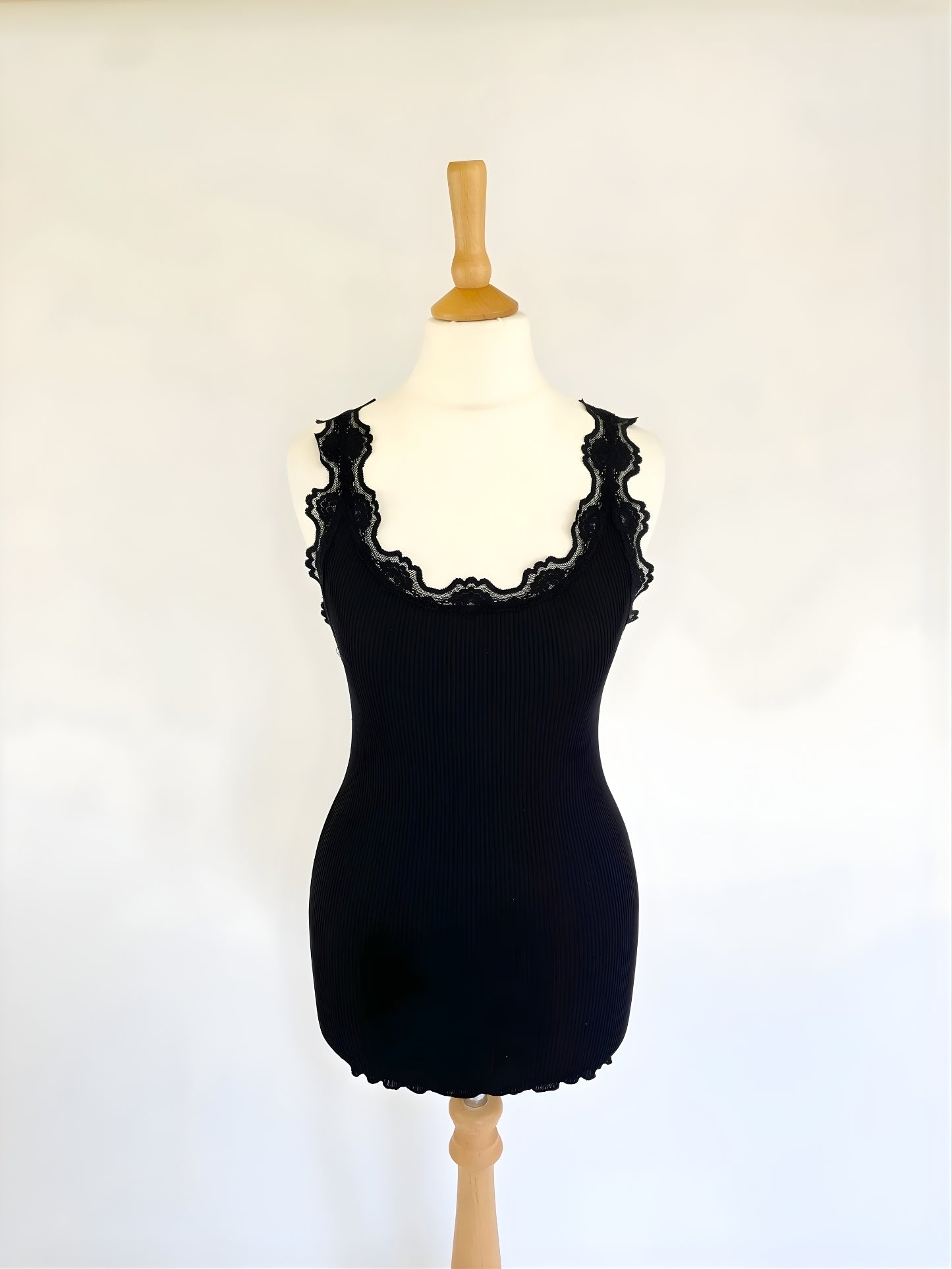 Silk Blend Tank with Lace Detail