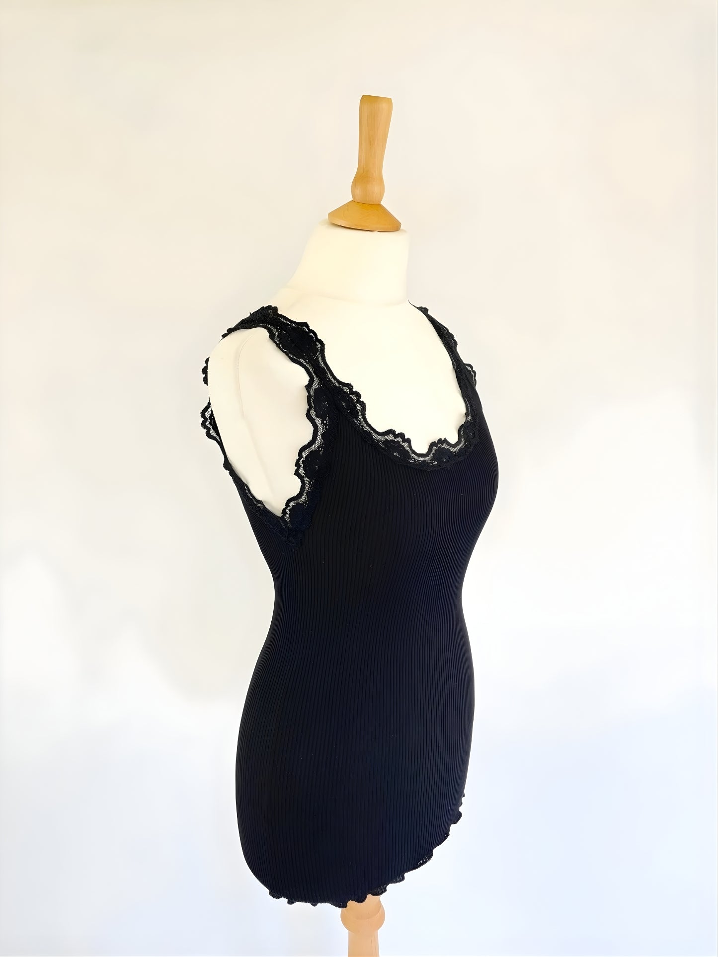 Silk Blend Tank with Lace Detail