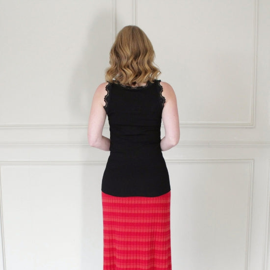Silk Blend Tank with Lace Detail