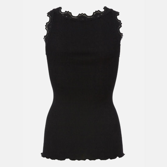 Silk Blend Tank with Lace Detail