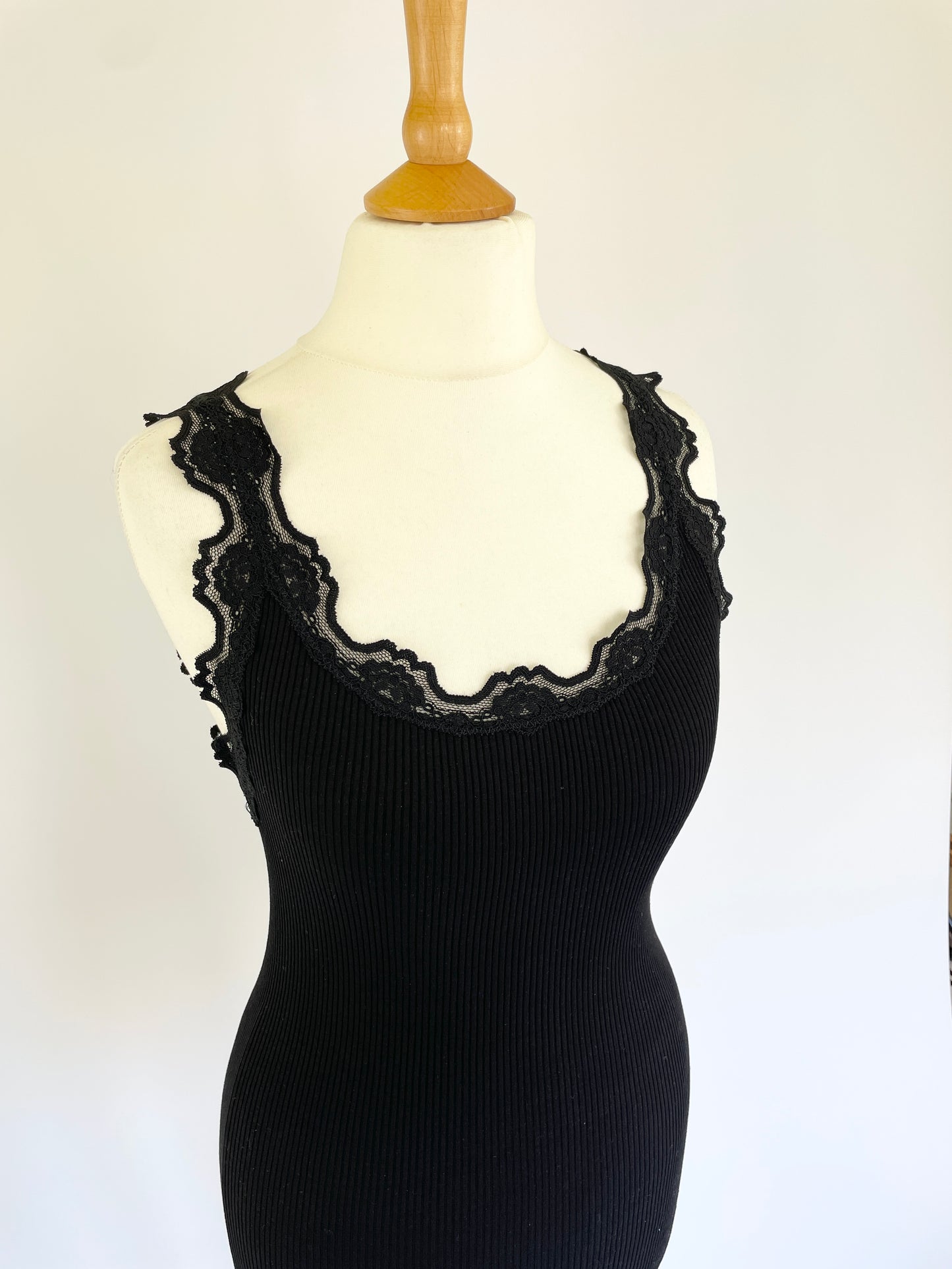 Silk Blend Tank with Lace Detail