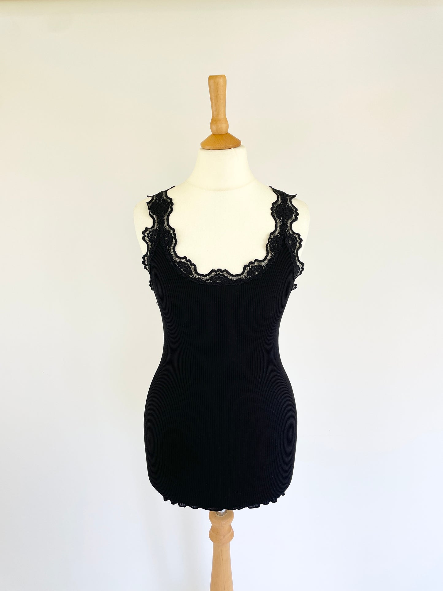 Silk Blend Tank with Lace Detail