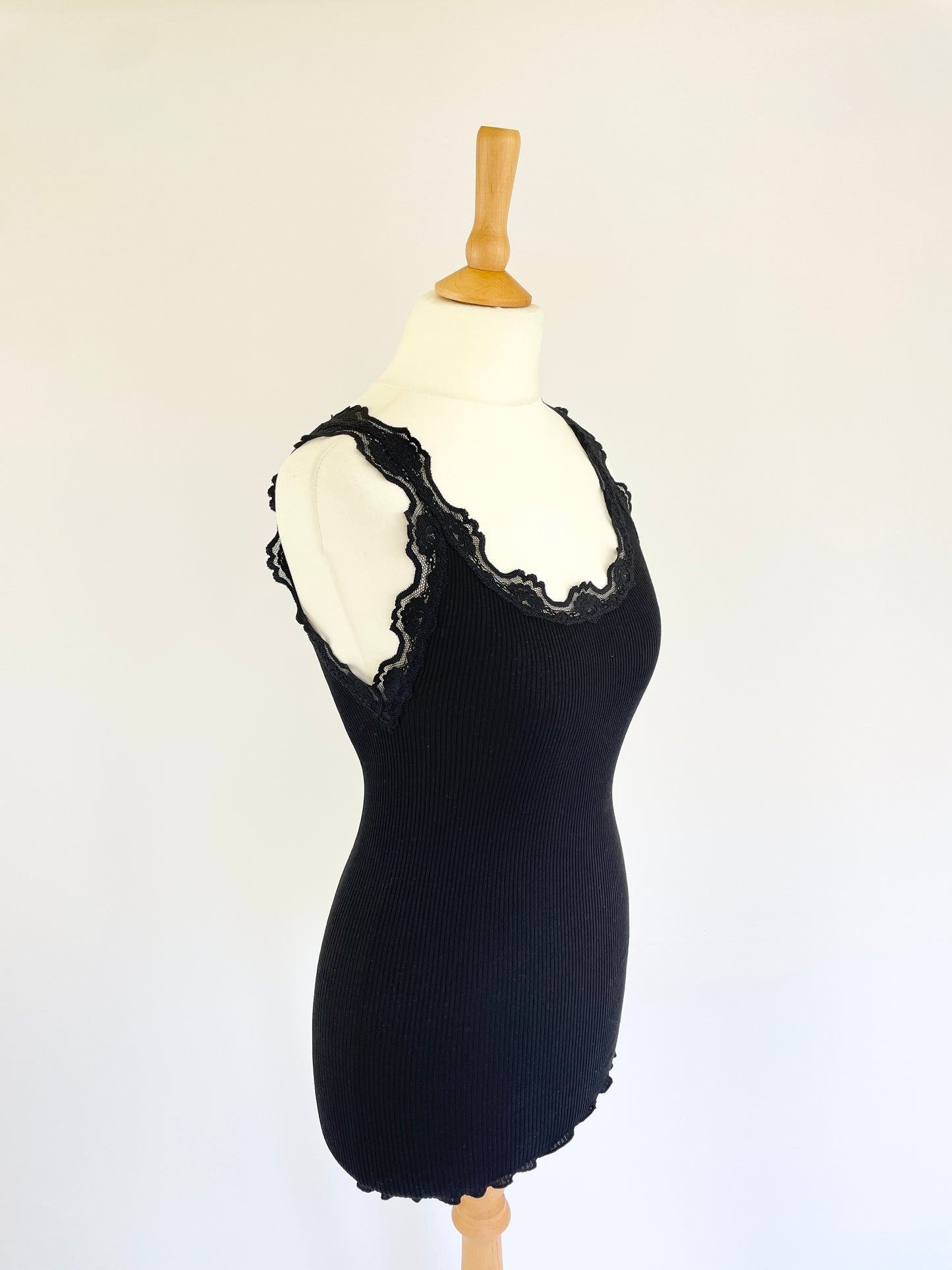 Silk Blend Tank with Lace Detail