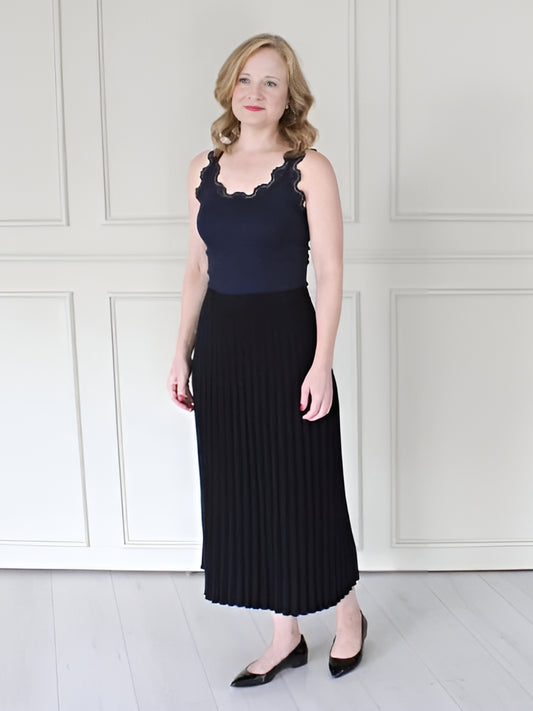 Silk Blend Tank with Lace Detail