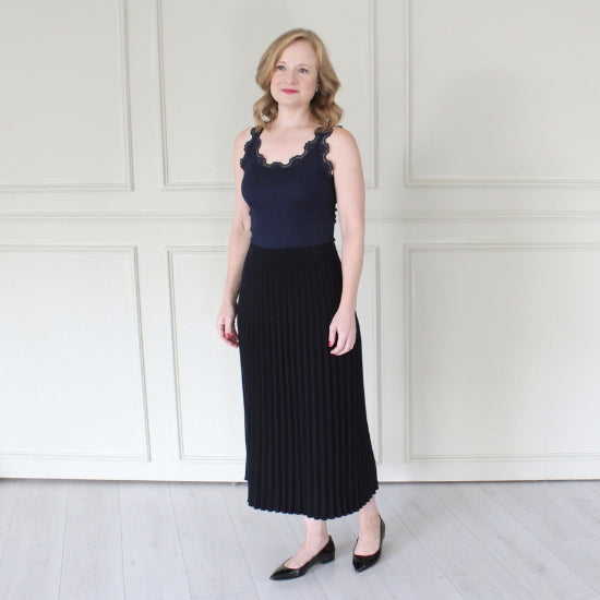 Silk Blend Tank with Lace Detail