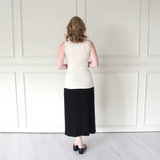 Silk Blend Tank with Lace Detail