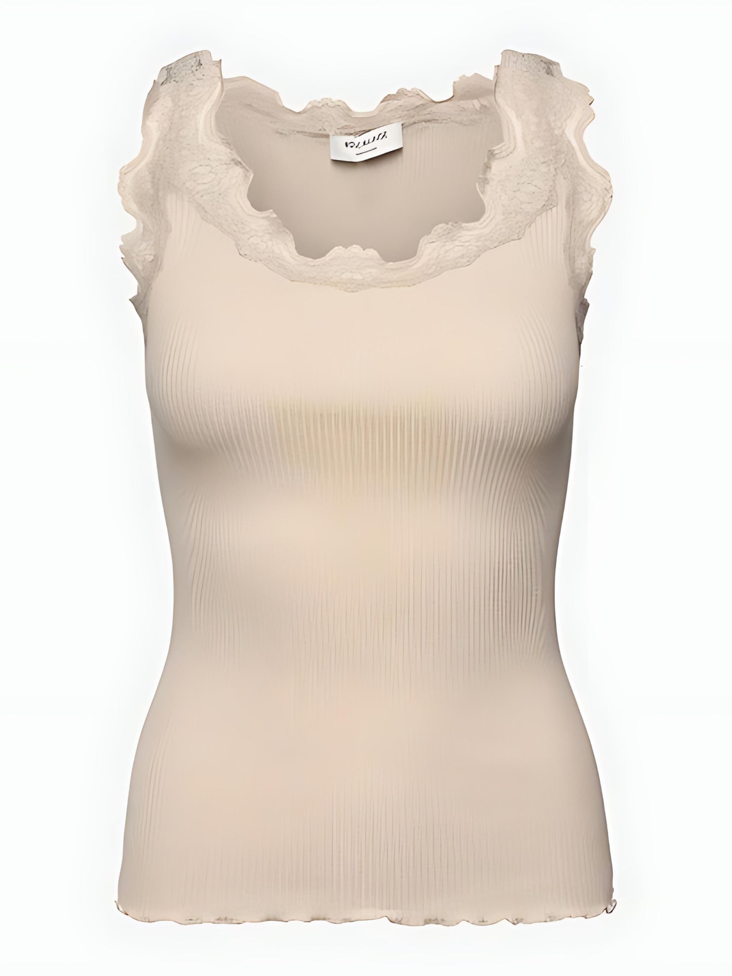 Silk Blend Tank with Lace Detail