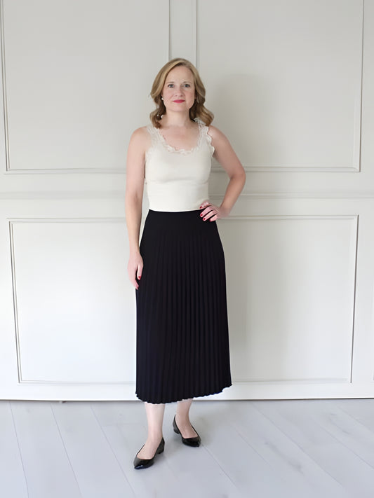 Silk Blend Tank with Lace Detail